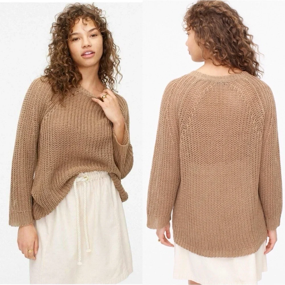 J. Crew Relaxed-Fit Tan Linen Beach Sweater